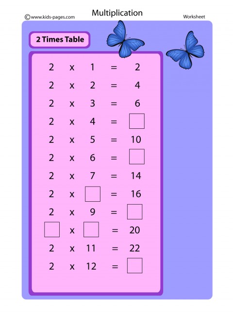 2 Times Table Worksheet